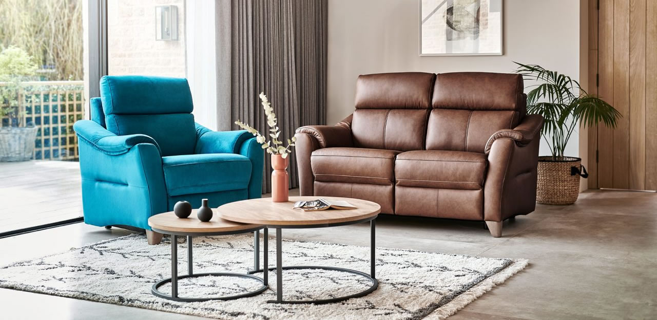 G Plan Hurst leather sofa chair